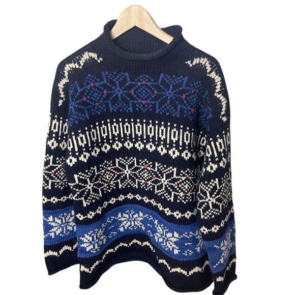 Bolivian Hand Knit Other - Vintage Bolivian Hand Knit Lambswool Sweater, Fair Isle, Fisherman, Ski Lodge, L